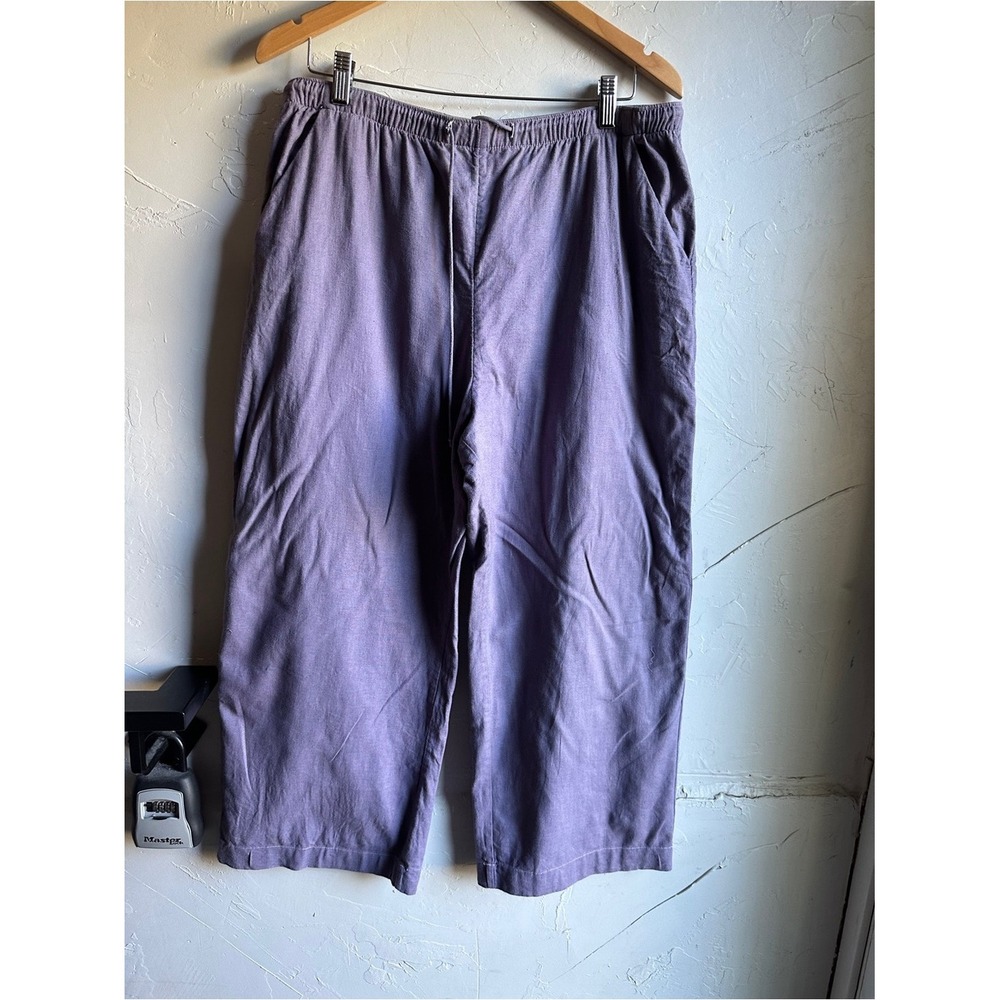 Abercrombie & Fitch Linen Cotton Purple Wide Leg Pants Boho Y2K Large Long